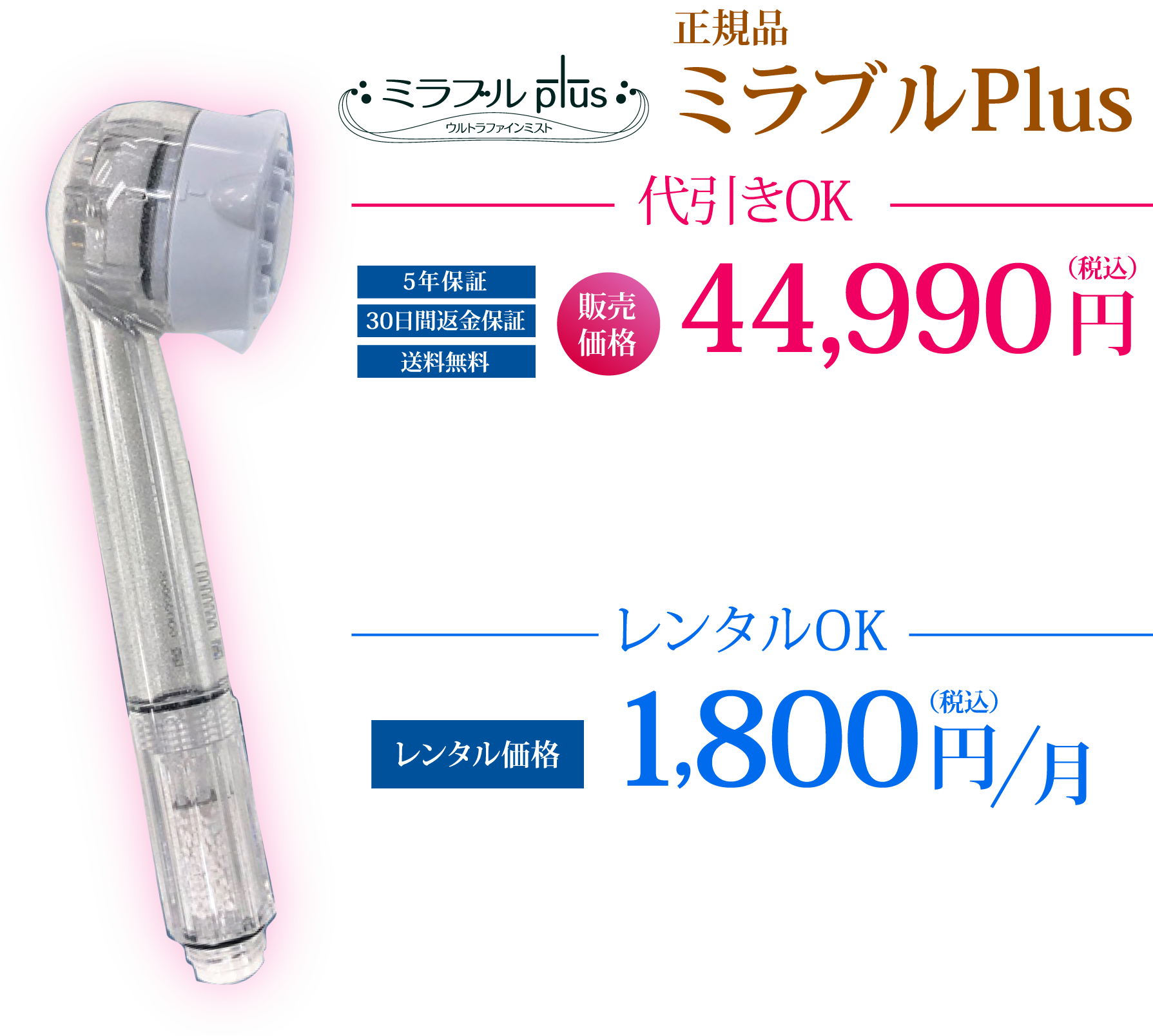 ミラブルPlus40,900円レンタル1,800円/月